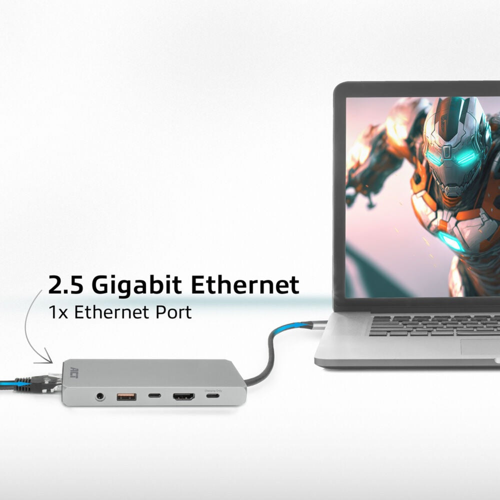 Act connectivity usb-c 4k 8k 60hz dockingstation (grijs)