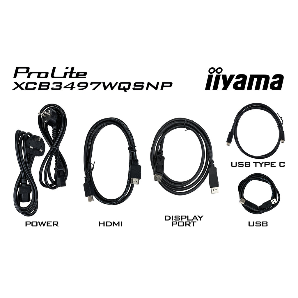 Iiyama prolite xcb3497wqsnp-b1 34 curved ultrawide monitor (zwart, 2x hdmi, displayport, 2x usb-a, 3x usb-c, rj-45)