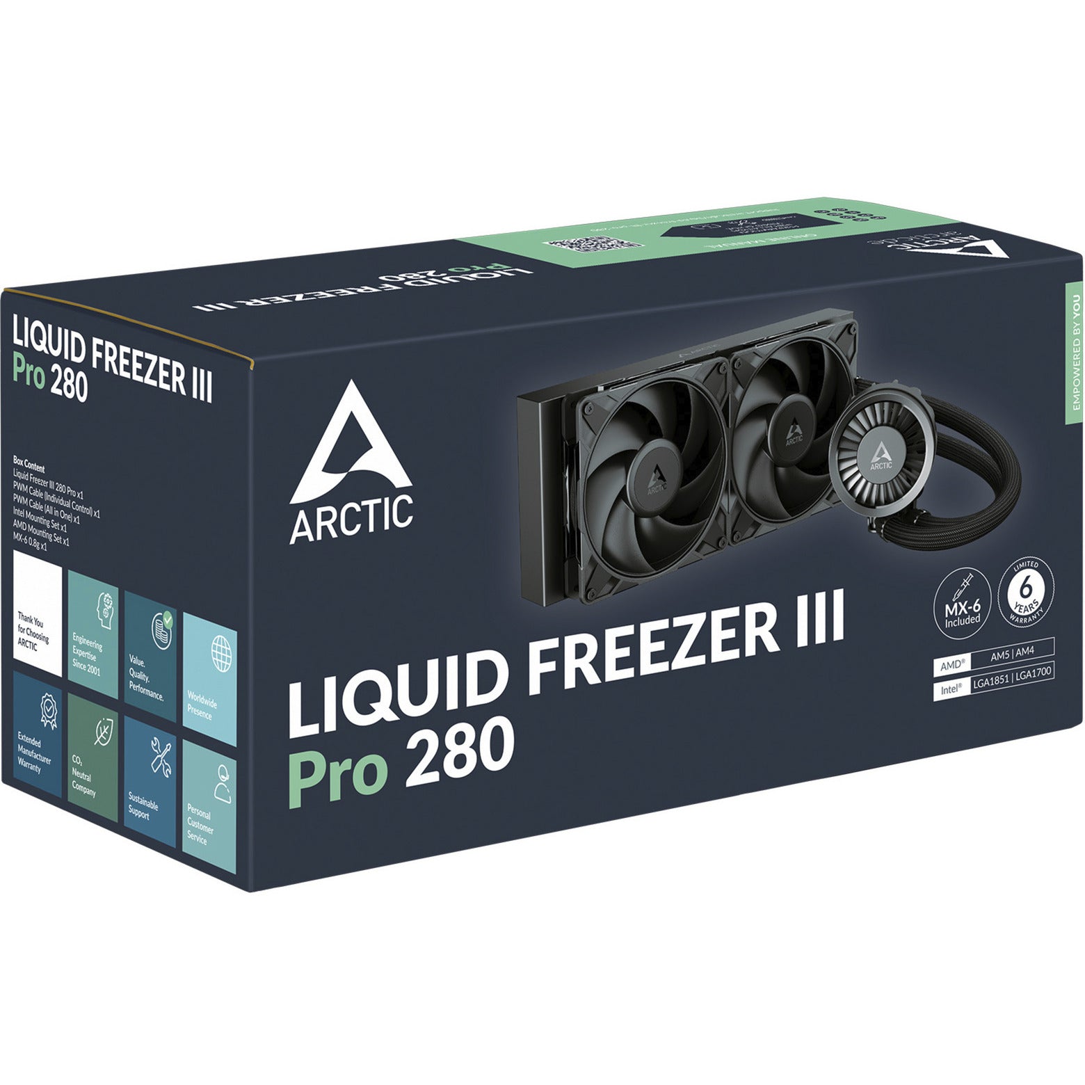 Arctic liquid freezer iii pro 280 waterkoeling (zwart, 4-pins pwm fan-connector)