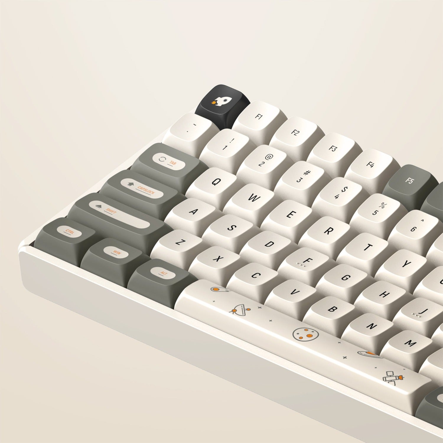 Iqunix f97 hitchhiker wireless mechanical keyboard (grijs, us lay-out (qwerty), cherry mx brown, 96%, rgb leds, hot-swappable, pbt, 2.4ghz | bluetooth 5.1 | usb-c)
