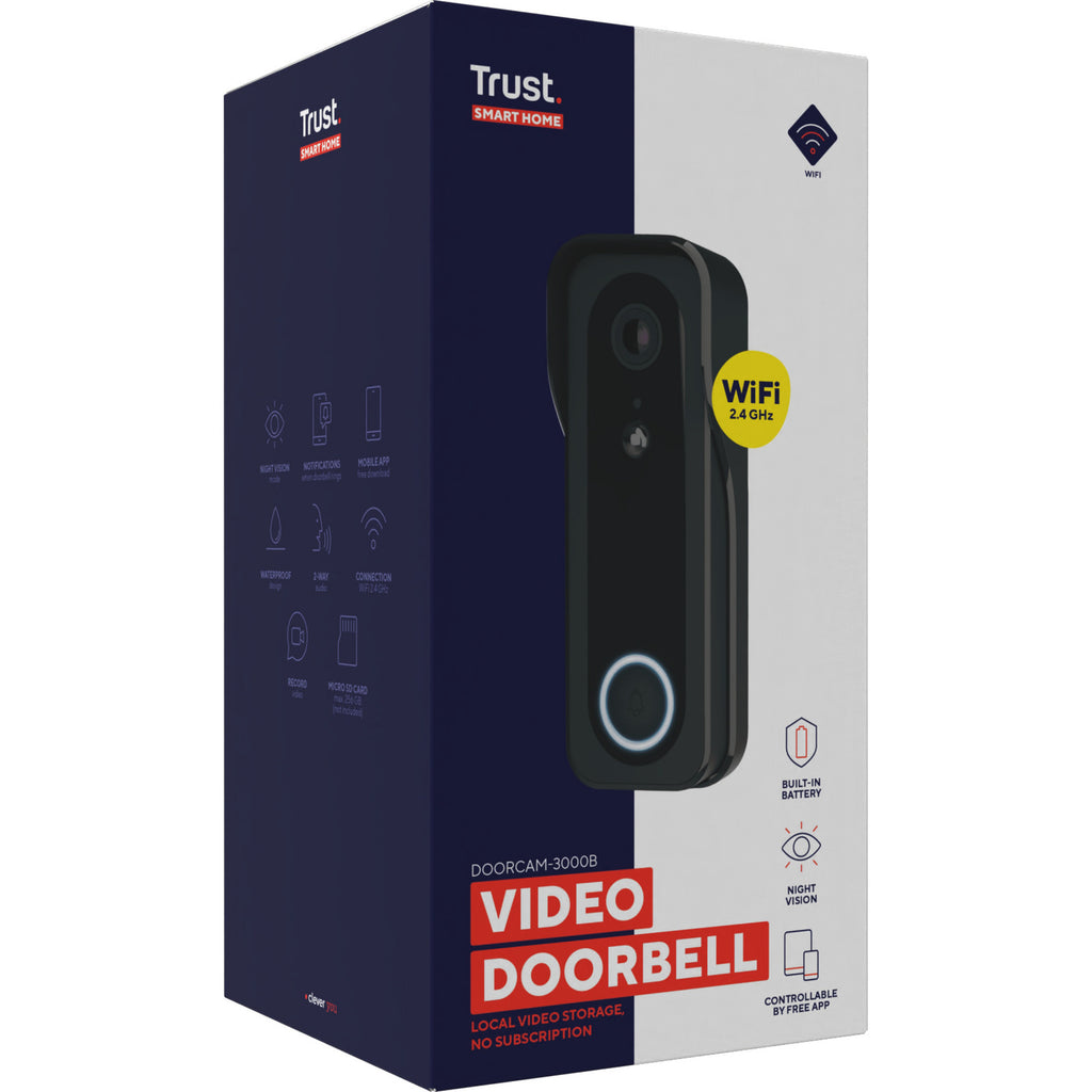 Trust doorcam-3000 slimme wifi deurbelcamera (zwart, 2.4 ghz wifi)