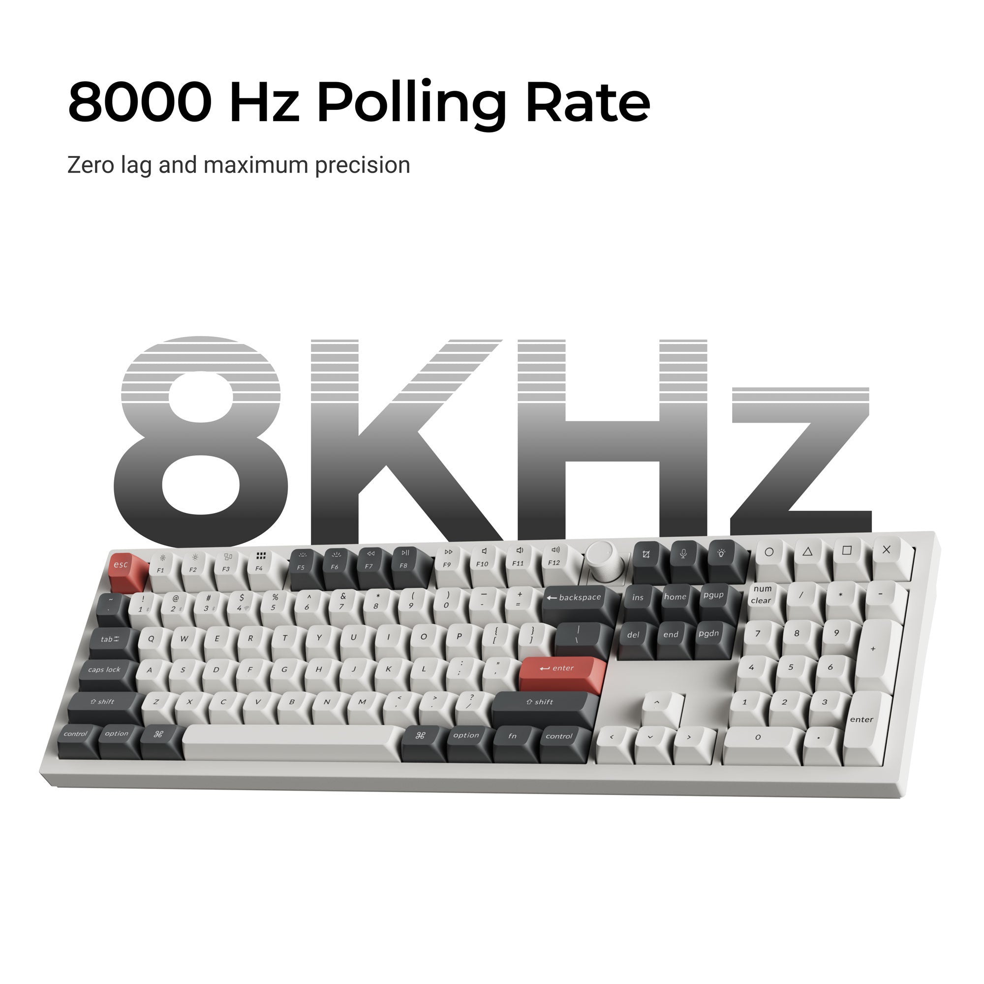 Keychron q6 ultra-m4 8k wireless custom mechanical keyboard (zwart, us lay-out (qwerty), silk pom banana, 100%, rgb, hot swap, 8k, 2.4 ghz bluetooth 5.2 usb-c)