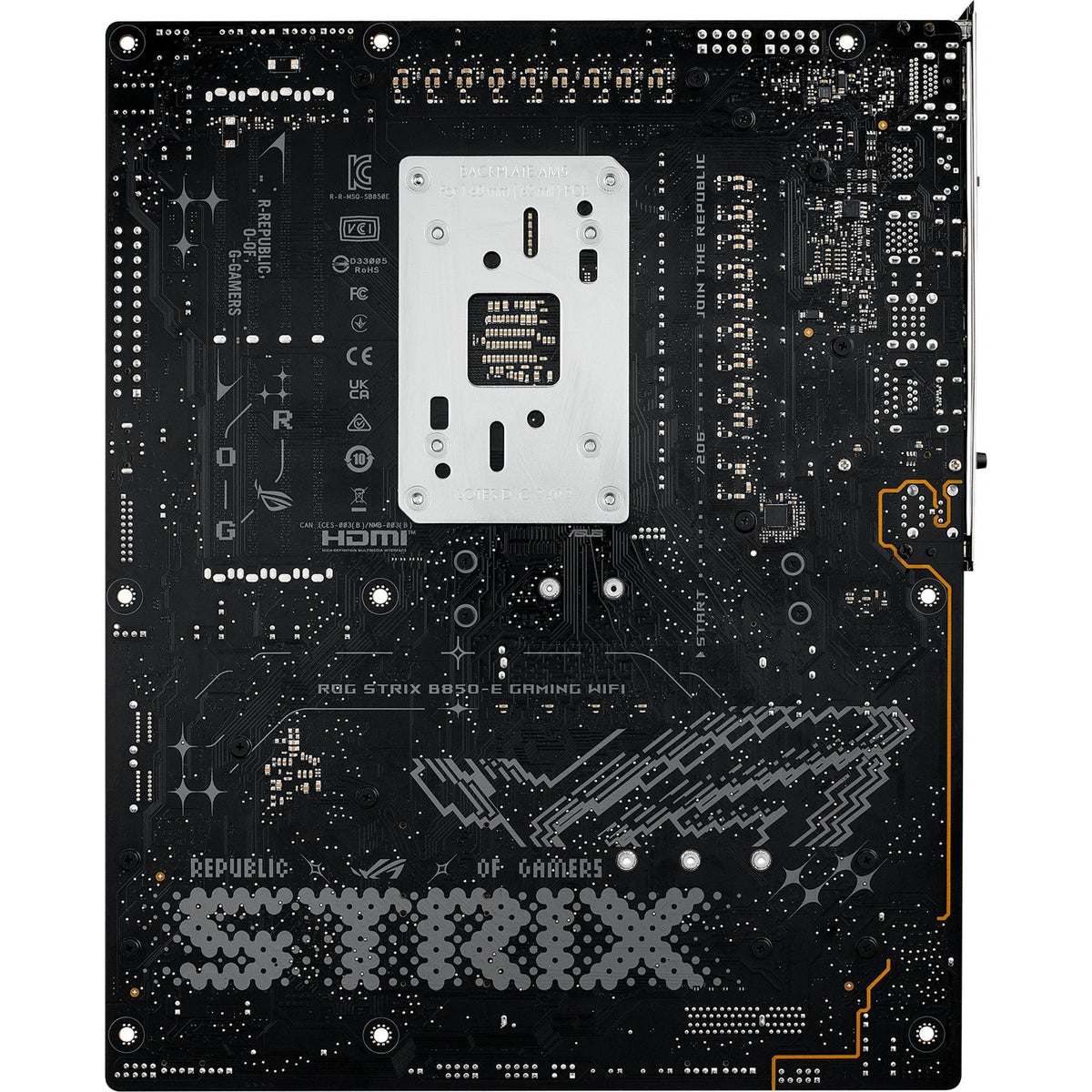 Asus rog strix b850-e gaming wifi socket am5 moederbord (zwart, raid, 5gb-lan, wi-fi 7, bt, sound, atx)