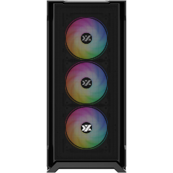 Xyz pc gear airone 300-x mesh midi tower behuizing (zwart | 1x usb-a | 1x usb-c | tempered glass)
