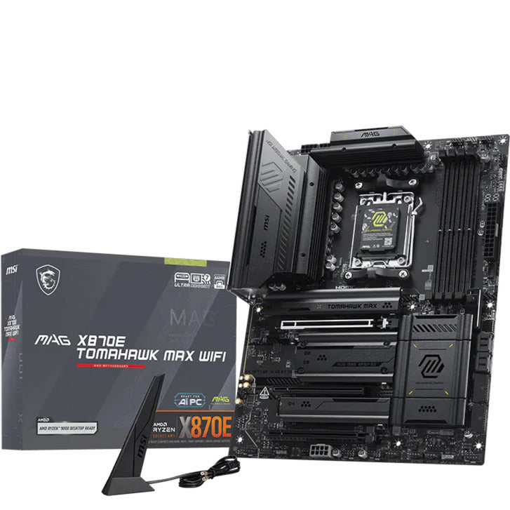 Msi mag x870e tomahawk max wifi socket am5 moederbord (zwart, raid, 5gb-lan, wi-fi 7, bt, sound, atx)