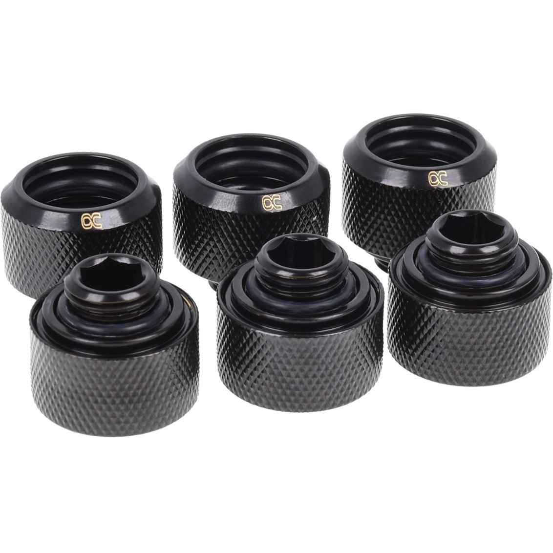 Alphacool eiszapfen 16mm hardtube compression fitting g1 4 - sixpack schroevenset (zwart)