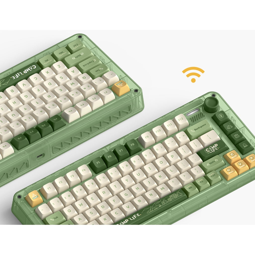 Iqunix zx75 camping wireless mechanical keyboard (groen, us lay-out (qwerty), iqunix moonstone, 75%, rgb leds, hot-swappable, double-shot pbt, 2.4ghz | bluetooth 5.1 | usb-c)