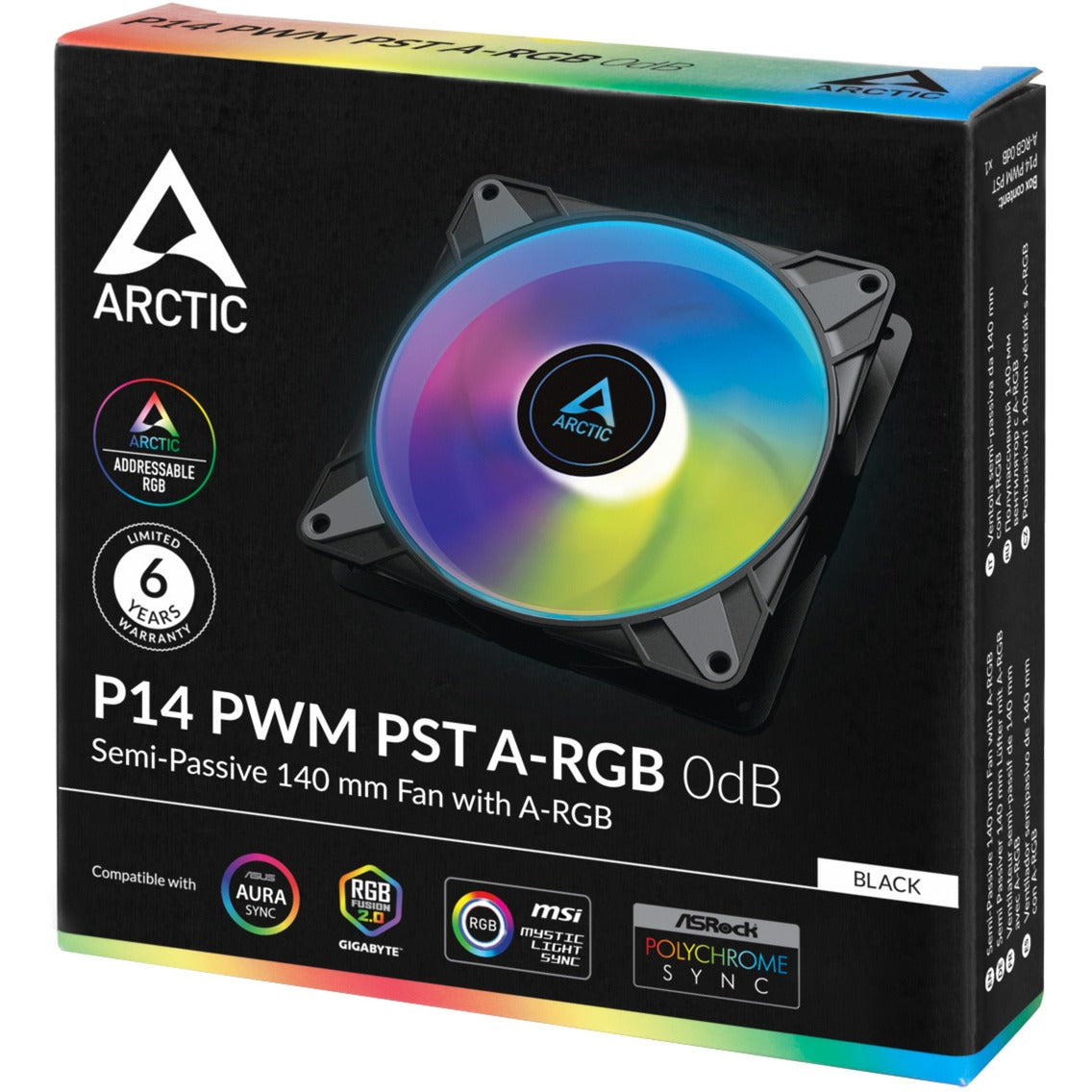 Arctic p14 pwm pst a-rgb case fan (zwart, 140 x 140 x 27 mm)