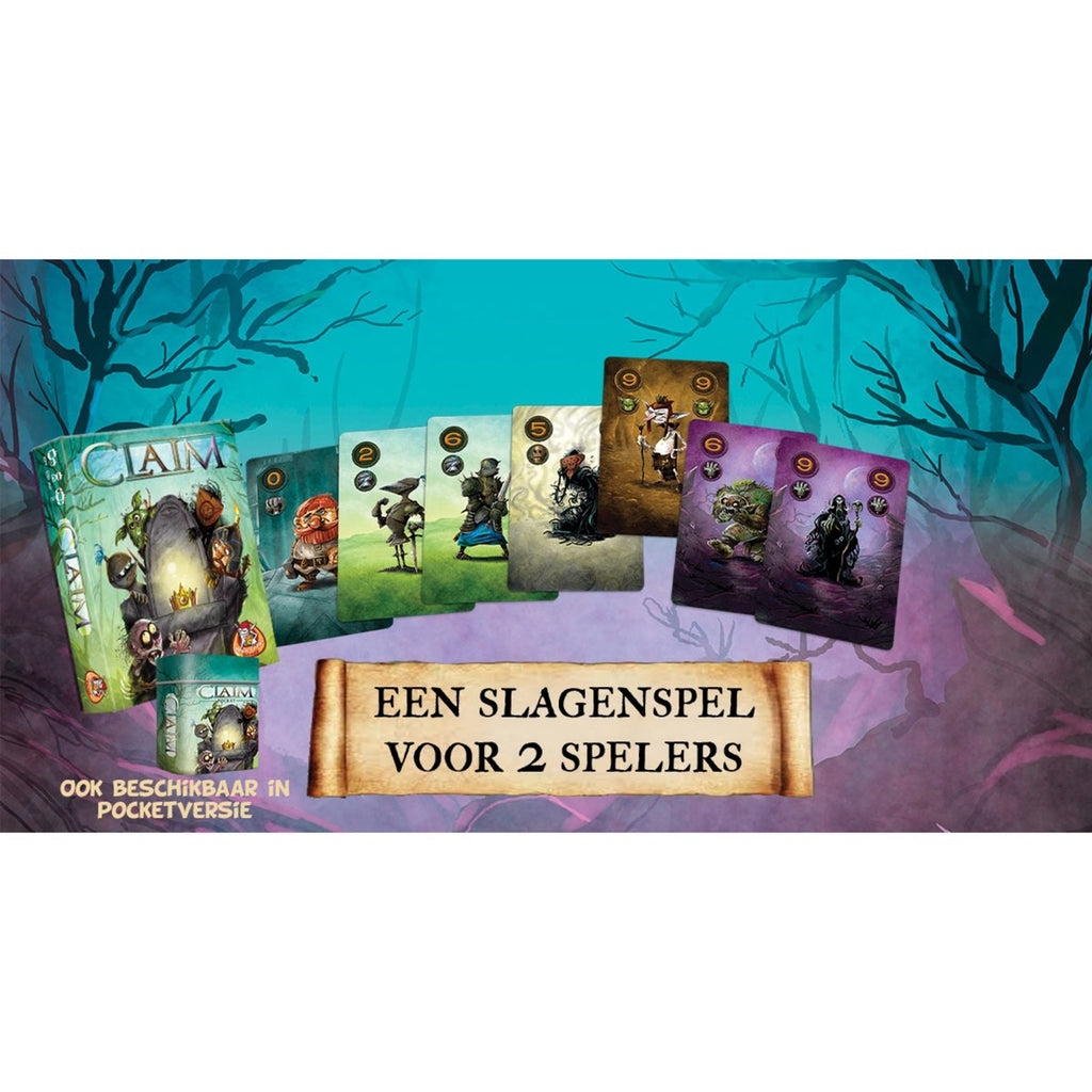 White Goblin Games Claim-Kartenspiel (Niederländisch, 2 Spieler, 25 Minuten, ab 10 Jahren)