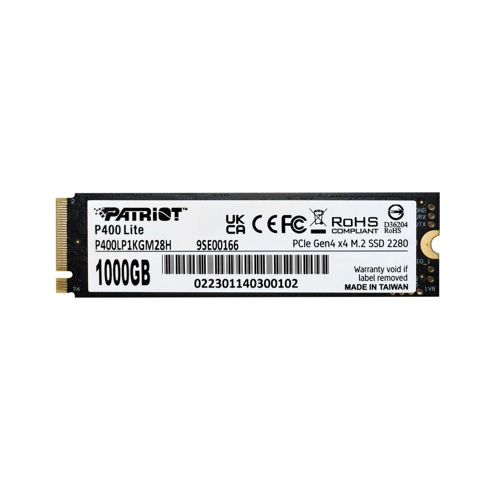 Patriot p400 lite 1 tb ssd (zwart wit, pcie 4.0 x4, nvme 1.4, m.2 2280)