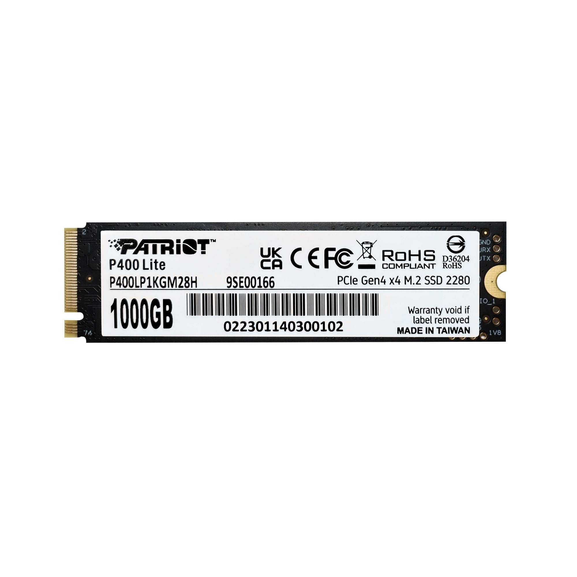 Patriot p400 lite 1 tb ssd (zwart wit, pcie 4.0 x4, nvme 1.4, m.2 2280)