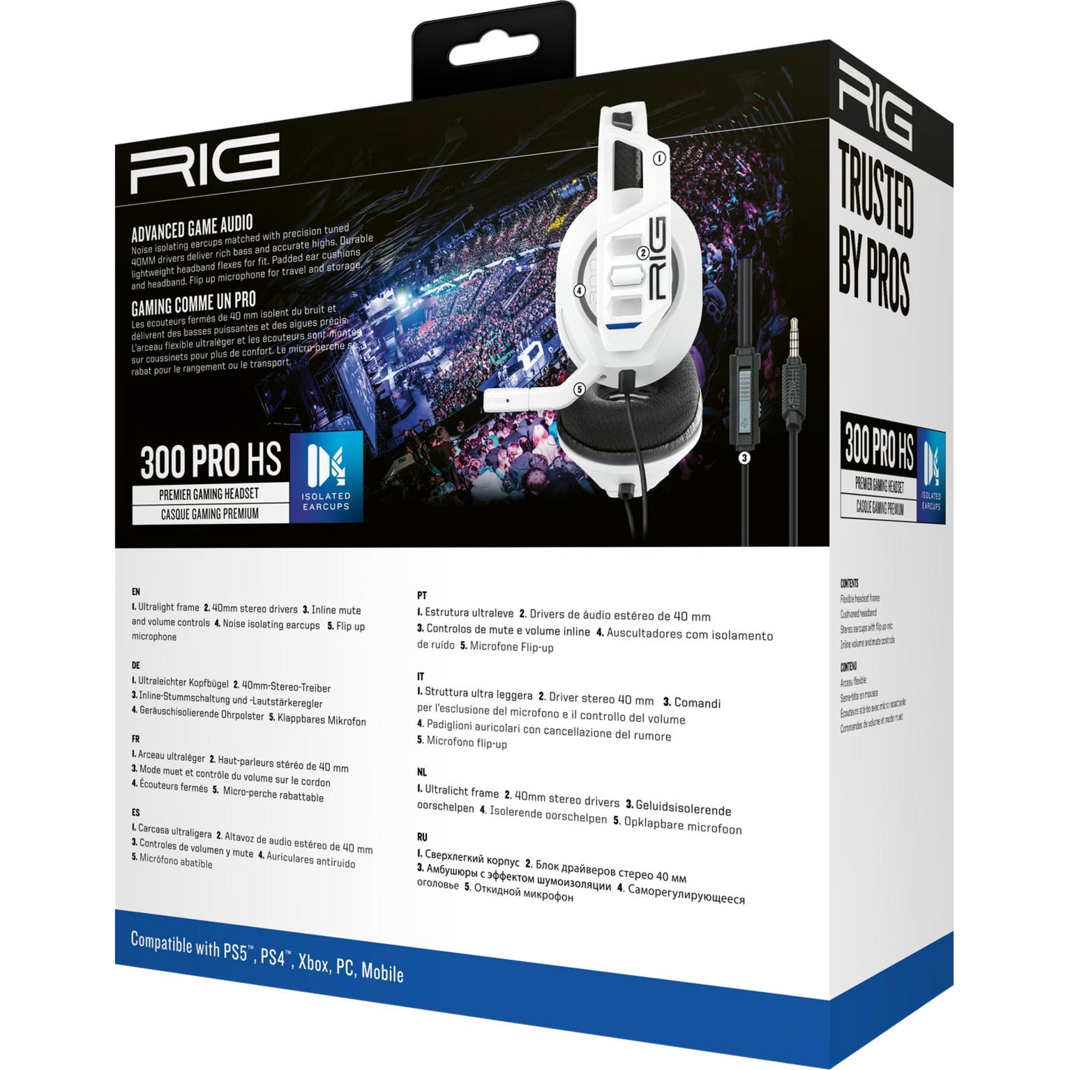 Nacon rig 300 pro hs over-ear gaming headset (wit, playstation 4, playstation 5, xbox, nintendo switch, pc)