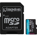 Kingston canvas go! plus microsdxc 512 gb geheugenkaart (zwart, incl. adapter, class 10, uhs-i u3, v30, a2)