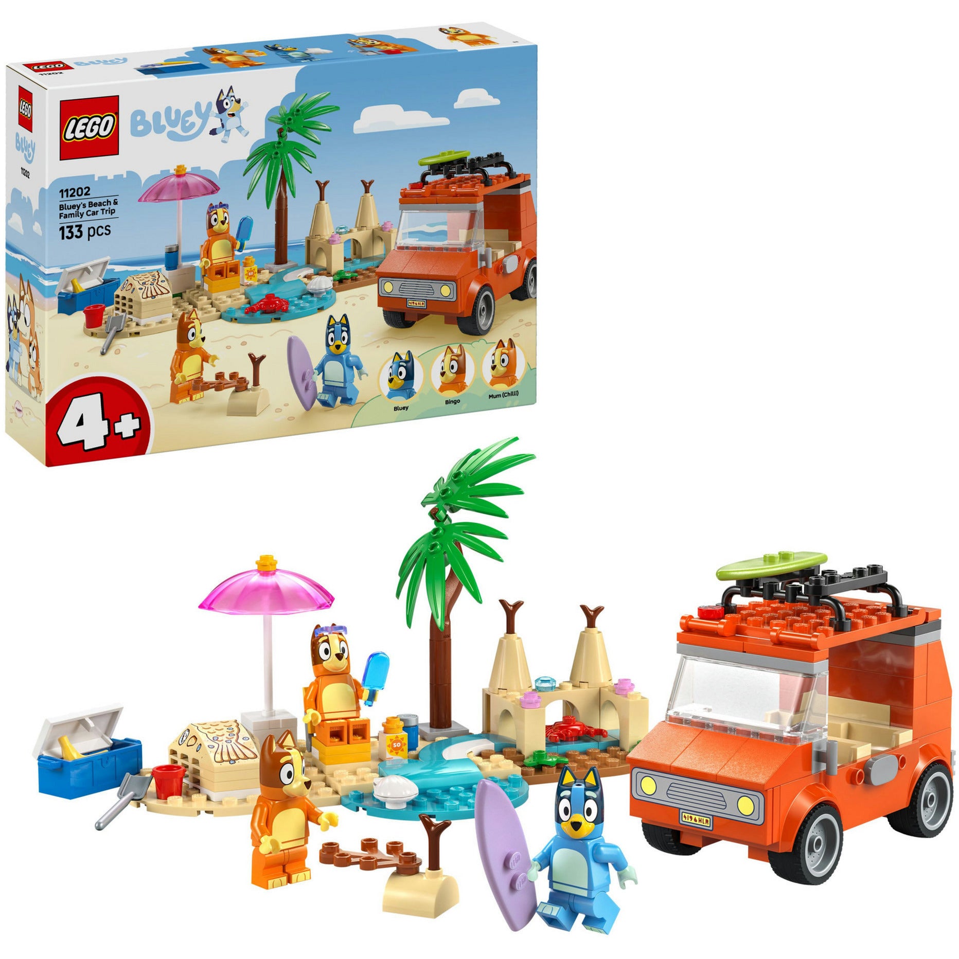 Lego bluey 11202 bluey's autorit naar het strand