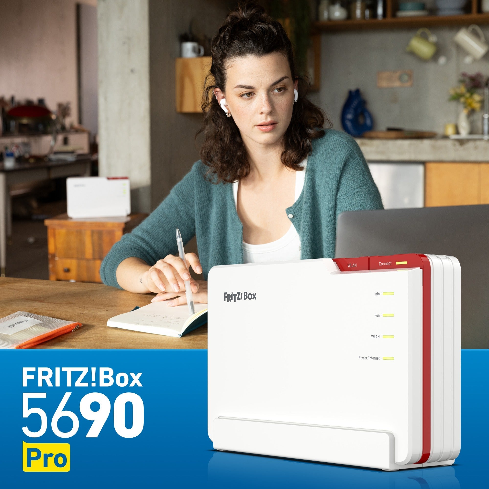 Fritz! box 5690 pro edition international router (wit rood, mesh wi-fi)
