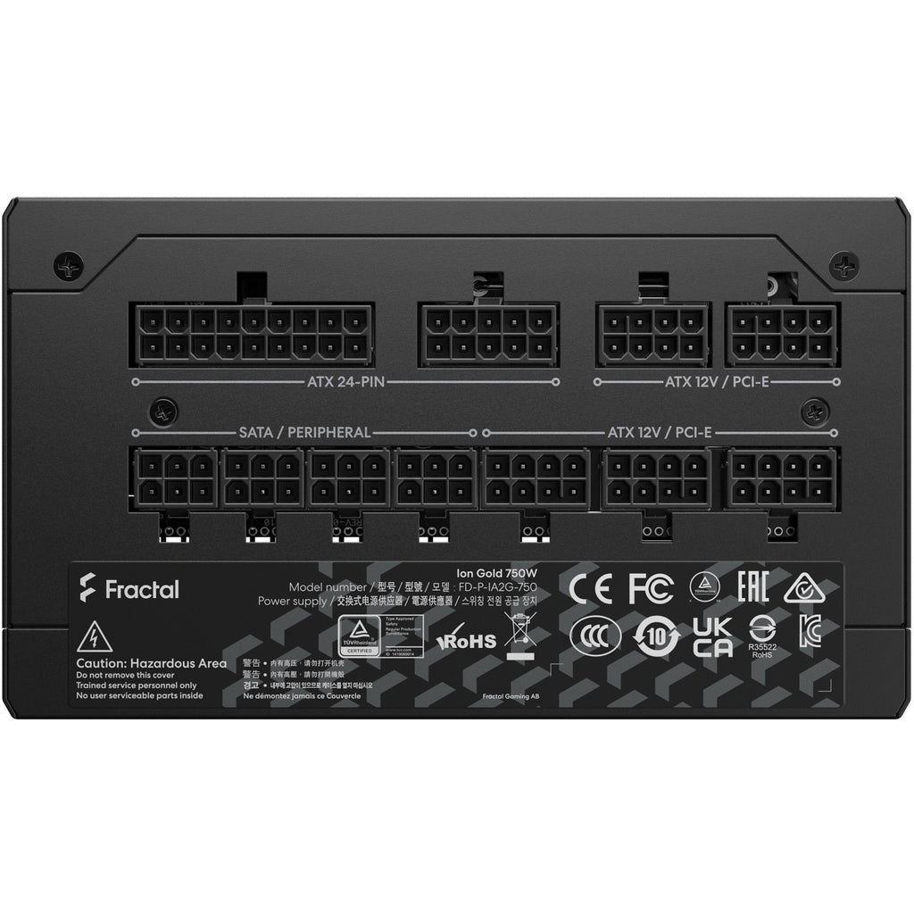 Fractal design ion gold 3 modulaire 750 watt voeding (zwart, 1x 12v-2x6, 3x pcie)