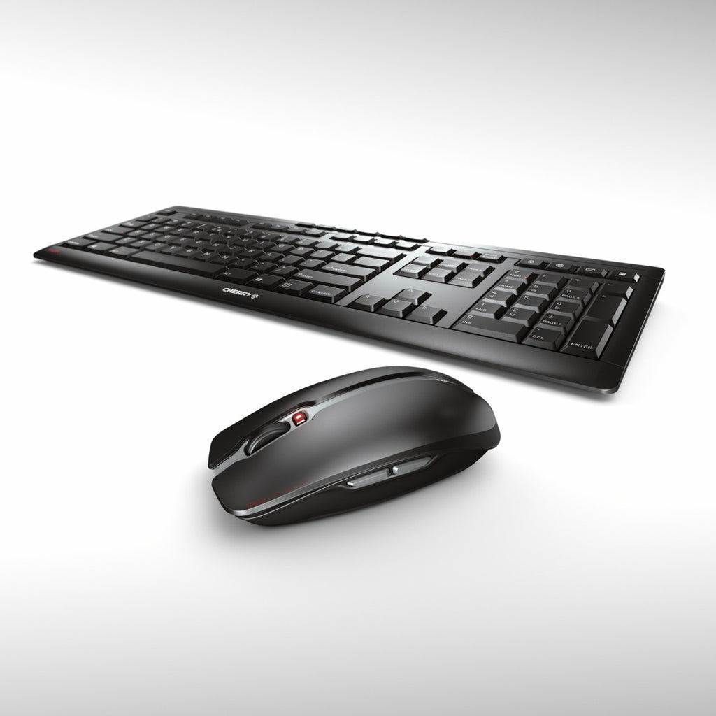 Cherry stream desktop draadloze desktopset (zwart, eu lay-out (qwerty), sx-schaartechnologie, 100%, 1000 - 2400 dpi)