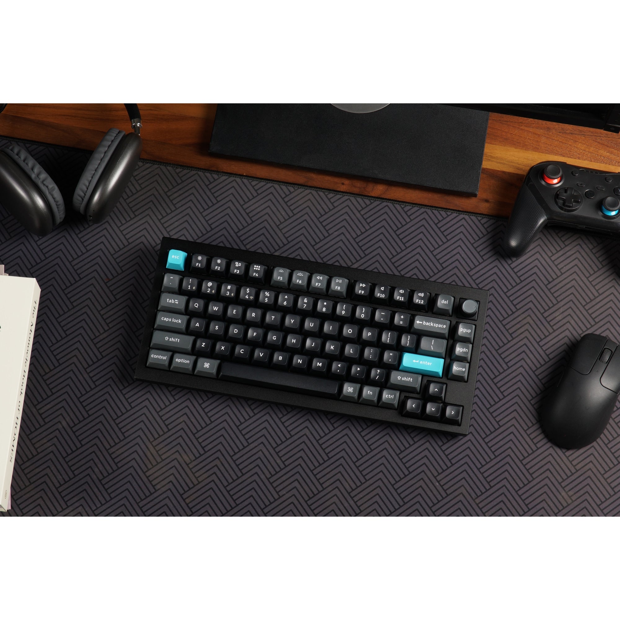 Keychron q1 ultra-m4 8k wireless custom mechanical keyboard (zwart, us lay-out (qwerty), silk pom banana, 75%, rgb, hot swap, 8k, 2.4 ghz | bluetooth 5.2 | usb-c)