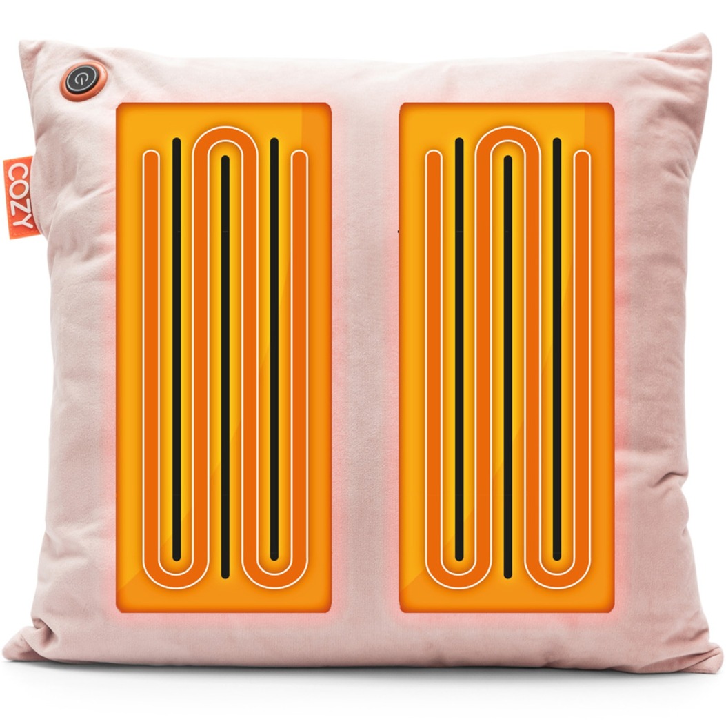 Cozy una velvet 45 x 45 cm draadloos warmtekussen (lichtroze, powerbank 5000 mah)