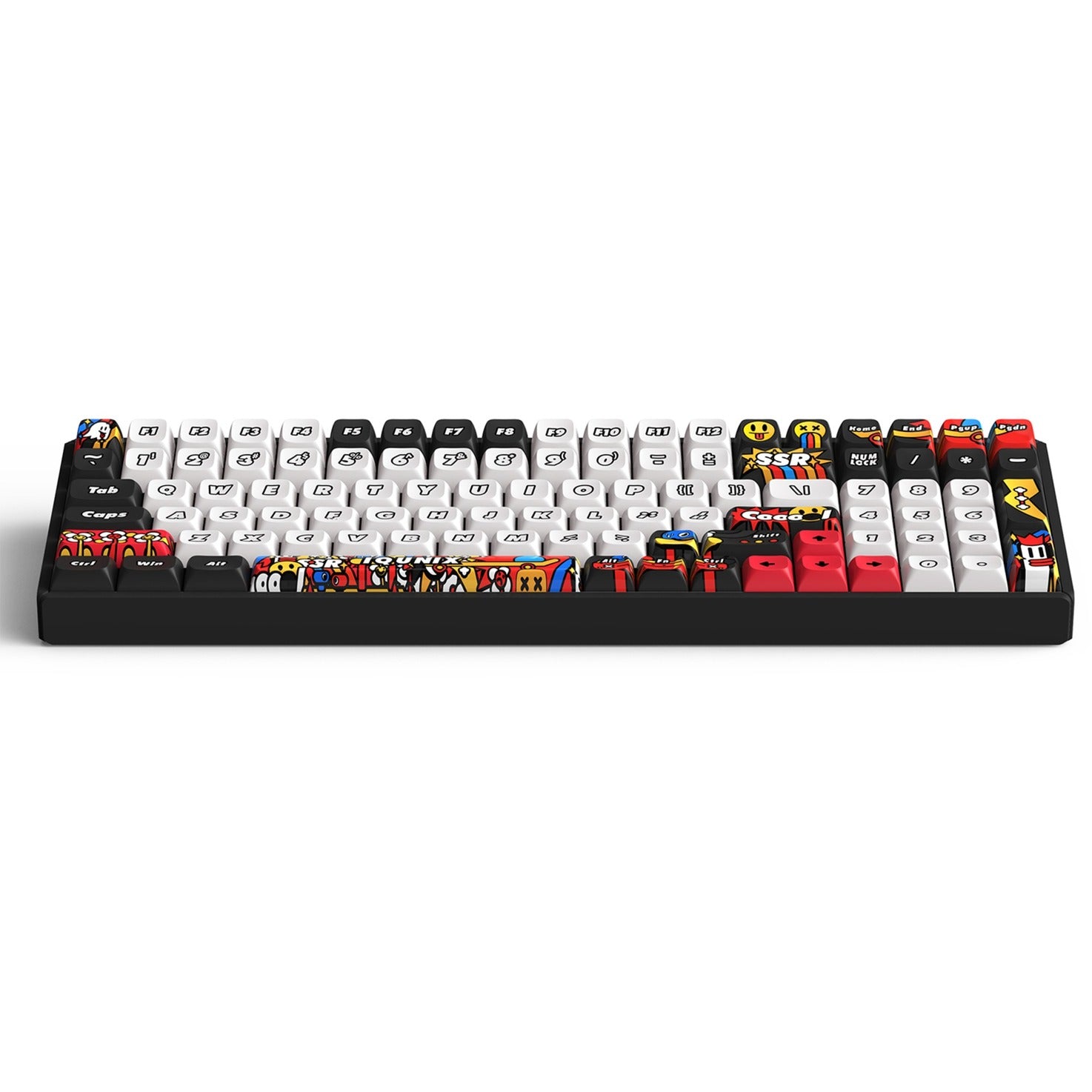 Iqunix f97 graffiti diary wireless mechanical keyboard (zwart, us lay-out (qwerty), cherry mx silent red, 96%, rgb leds, hot-swappable, pbt, 2.4ghz | bluetooth 5.1 | usb-c)