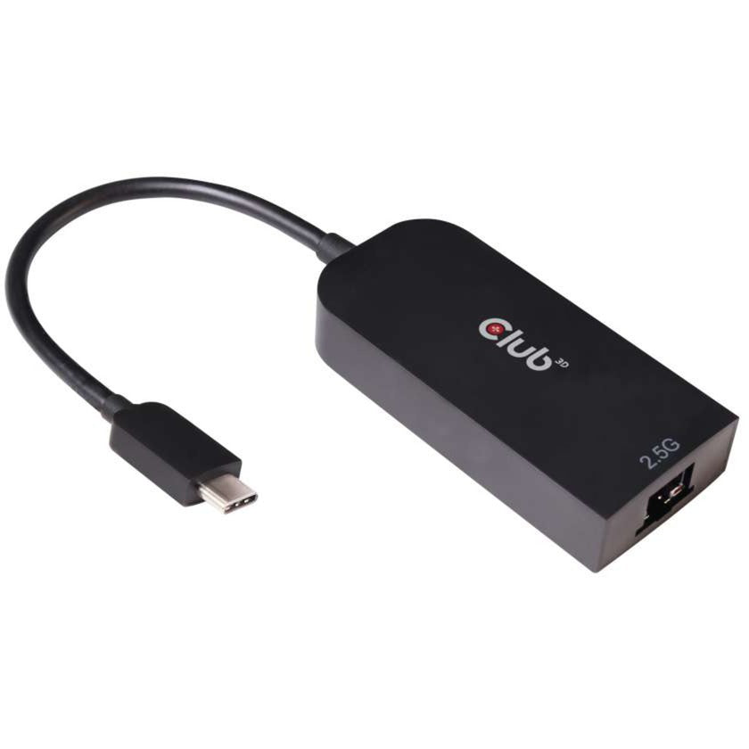 Club 3d usb-c 3.2 gen1 > rj-45 2.5gbps adapter (zwart, 0,16 meter)