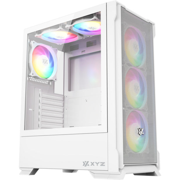 Xyz pc gear airone 300-x mesh midi tower behuizing (wit | 1x usb-a | 1x usb-c | tempered glass)