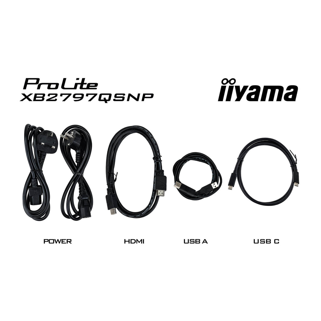 Iiyama prolite xb2797qsnp-b1 27 monitor (zwart, hdmi, displayport, 2x usb-a, 2x usb-c, rj-45)