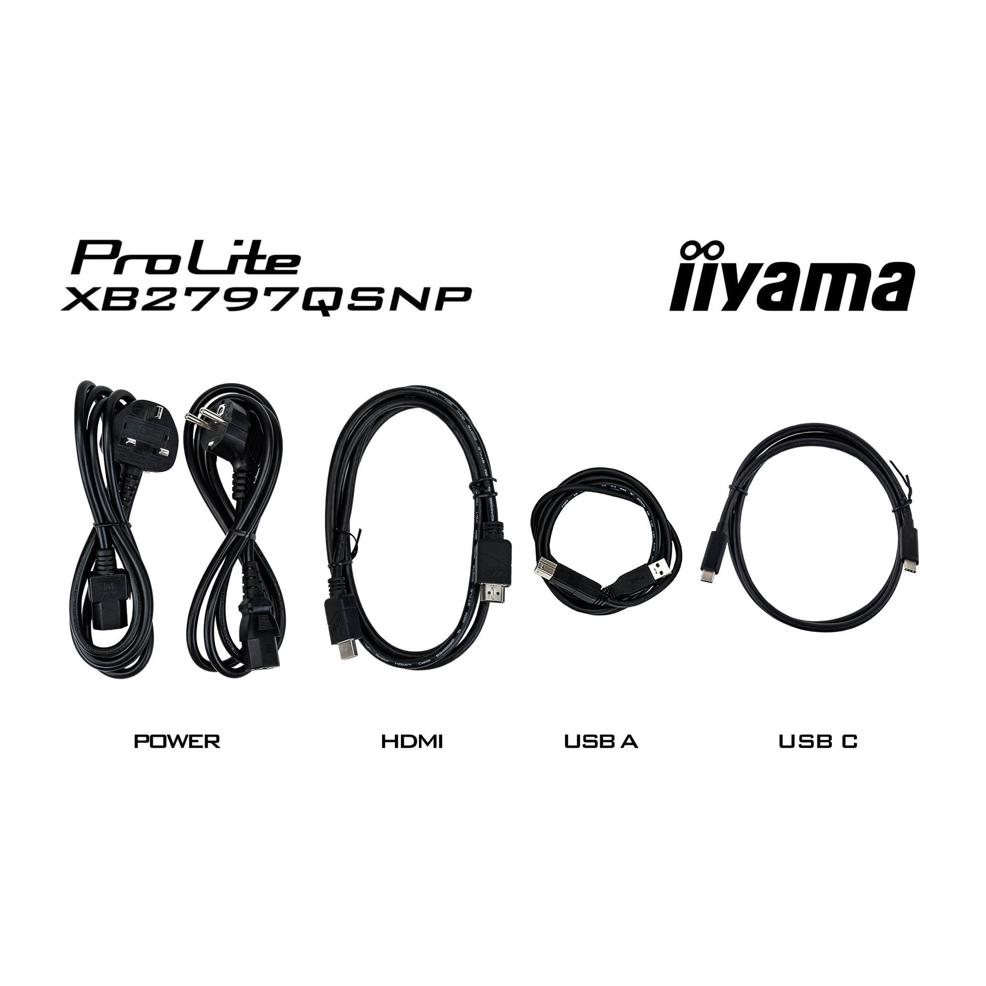 Iiyama prolite xb2797qsnp-b1 27 monitor (zwart, hdmi, displayport, 2x usb-a, 2x usb-c, rj-45)