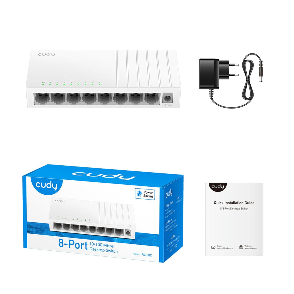 Cudy 8-port 10 100 mbps unmanaged switch (wit)