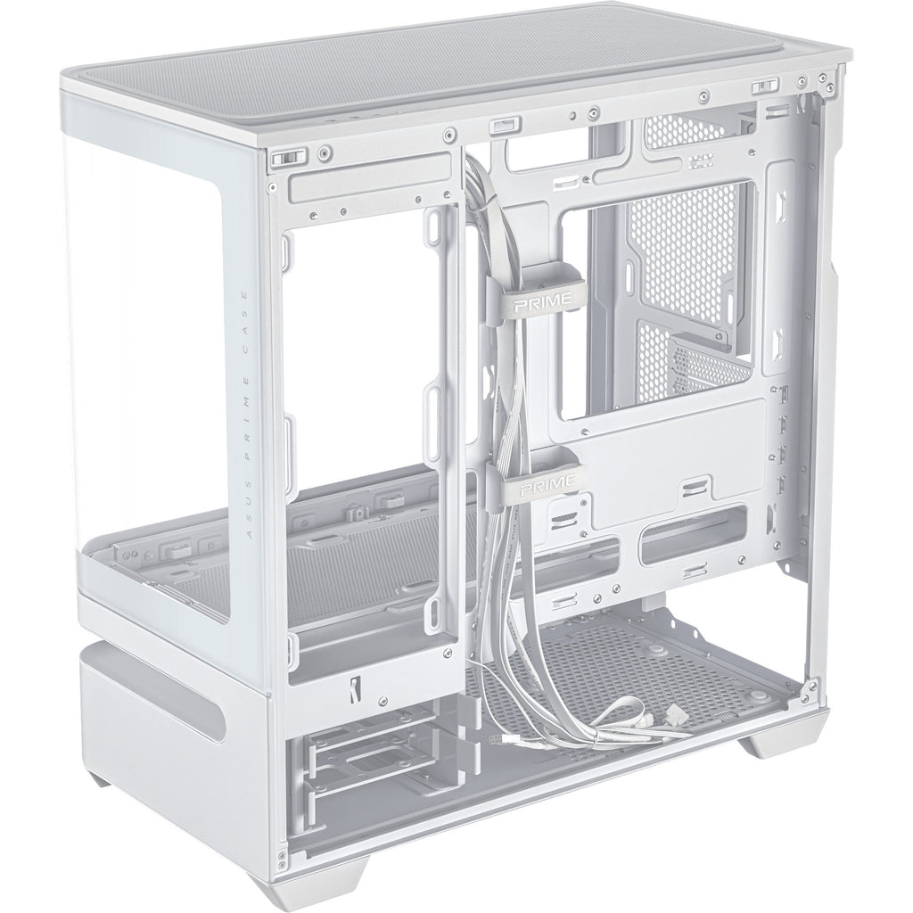 Asus prime ap202 midi tower behuizing (wit | 2x usb-a | 1x usb-c | rgb | tempered glass)