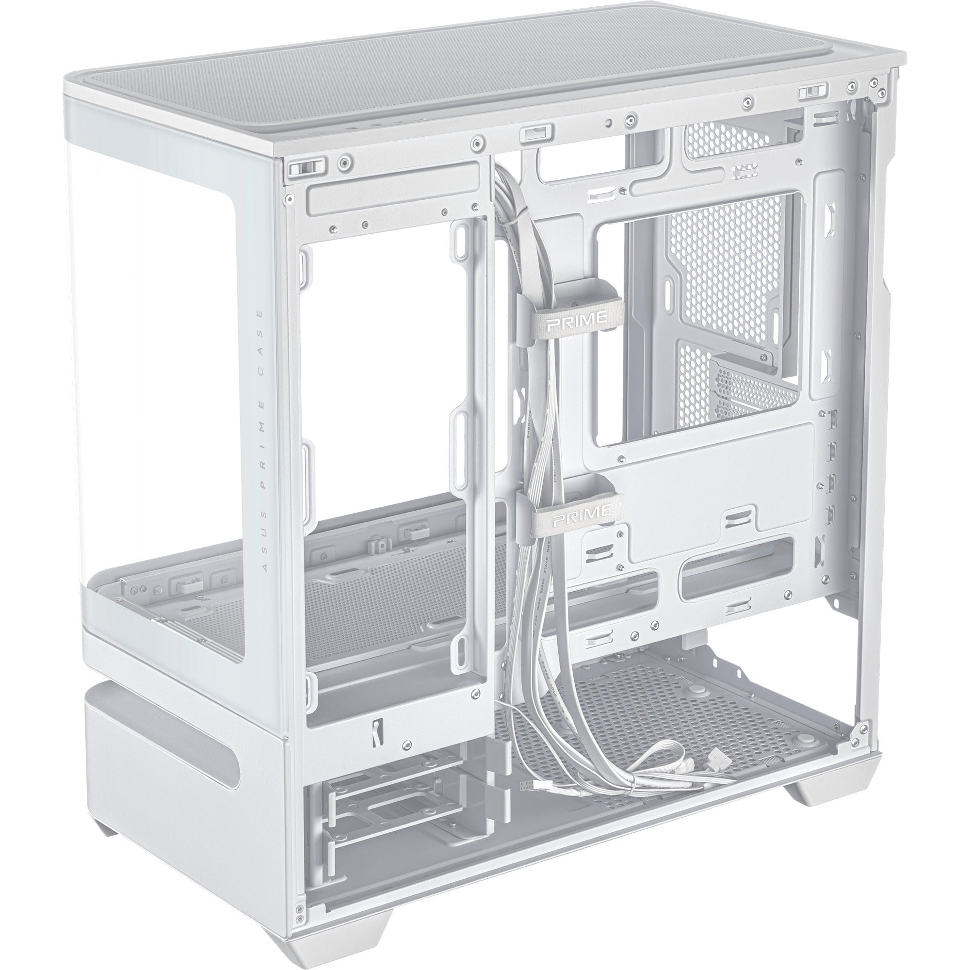 Asus prime ap202 midi tower behuizing (wit | 2x usb-a | 1x usb-c | rgb | tempered glass)