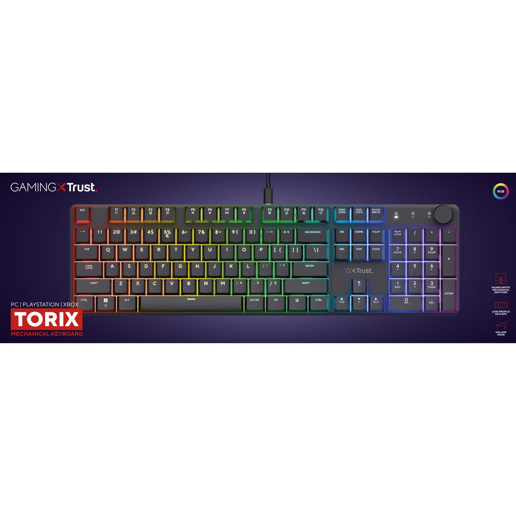 Trust gxt 866 torix hoogwaardig mechanisch gaming-toetsenbord, gaming toetsenbord (zwart, us lay-out, huano red, rgb)