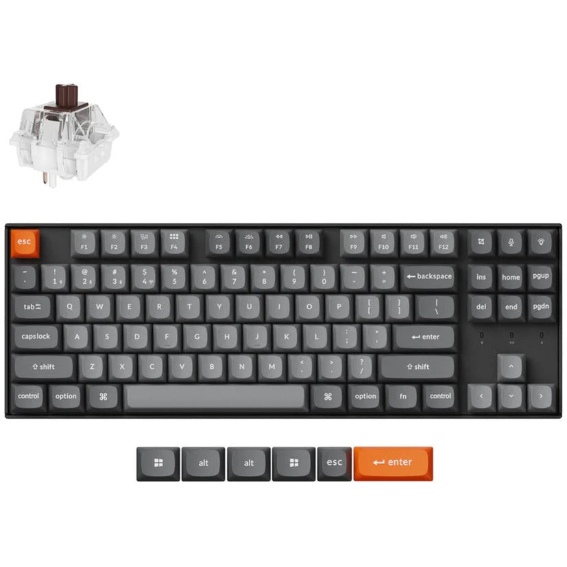 Keychron k8 max-h3, toetsenbord (zwart, us lay-out, super brown, 80% tkl, rgb leds, osa double-shot pbt, hot swap, usb-c | 2.4 ghz | bluetooth 5.1)