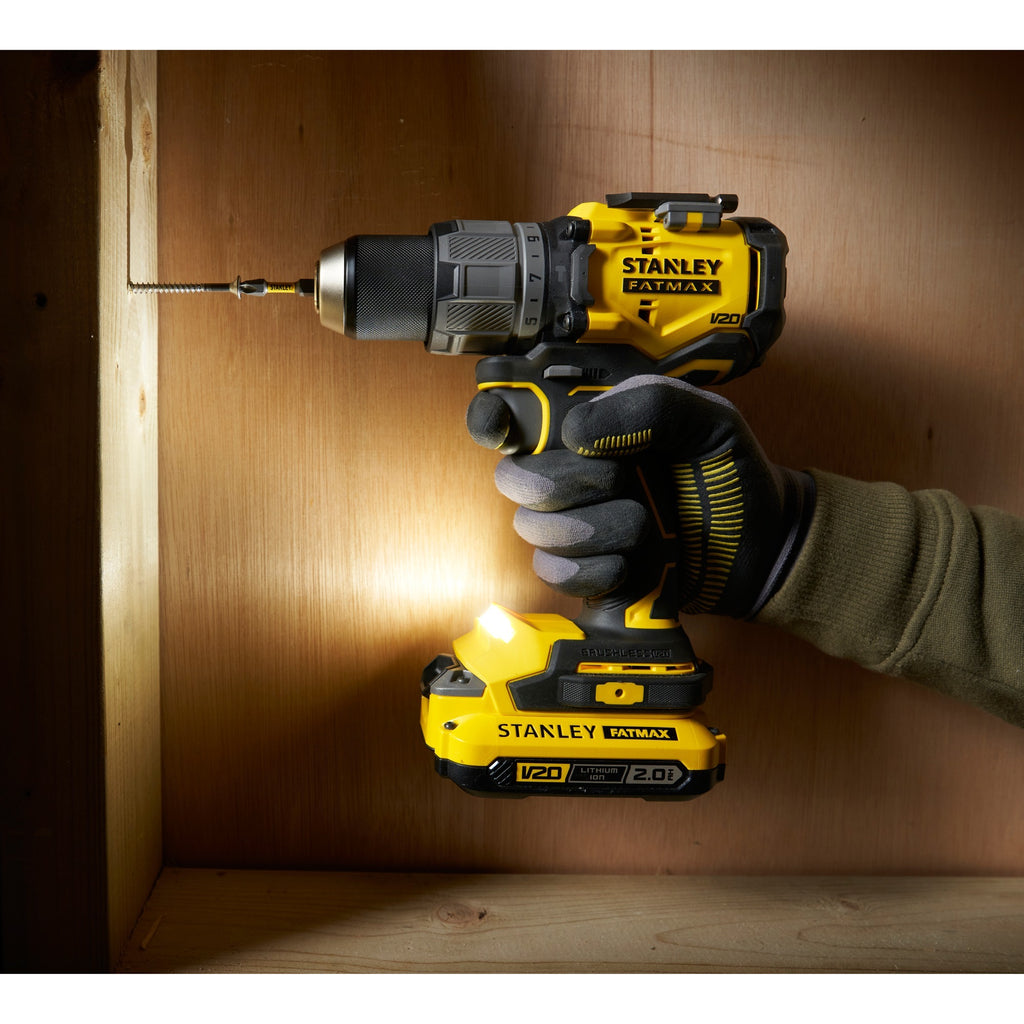 Stanley fatmax v20 18v borstelloze schroefklopboormachine (geel zwart, accu en oplader niet inbegrepen)