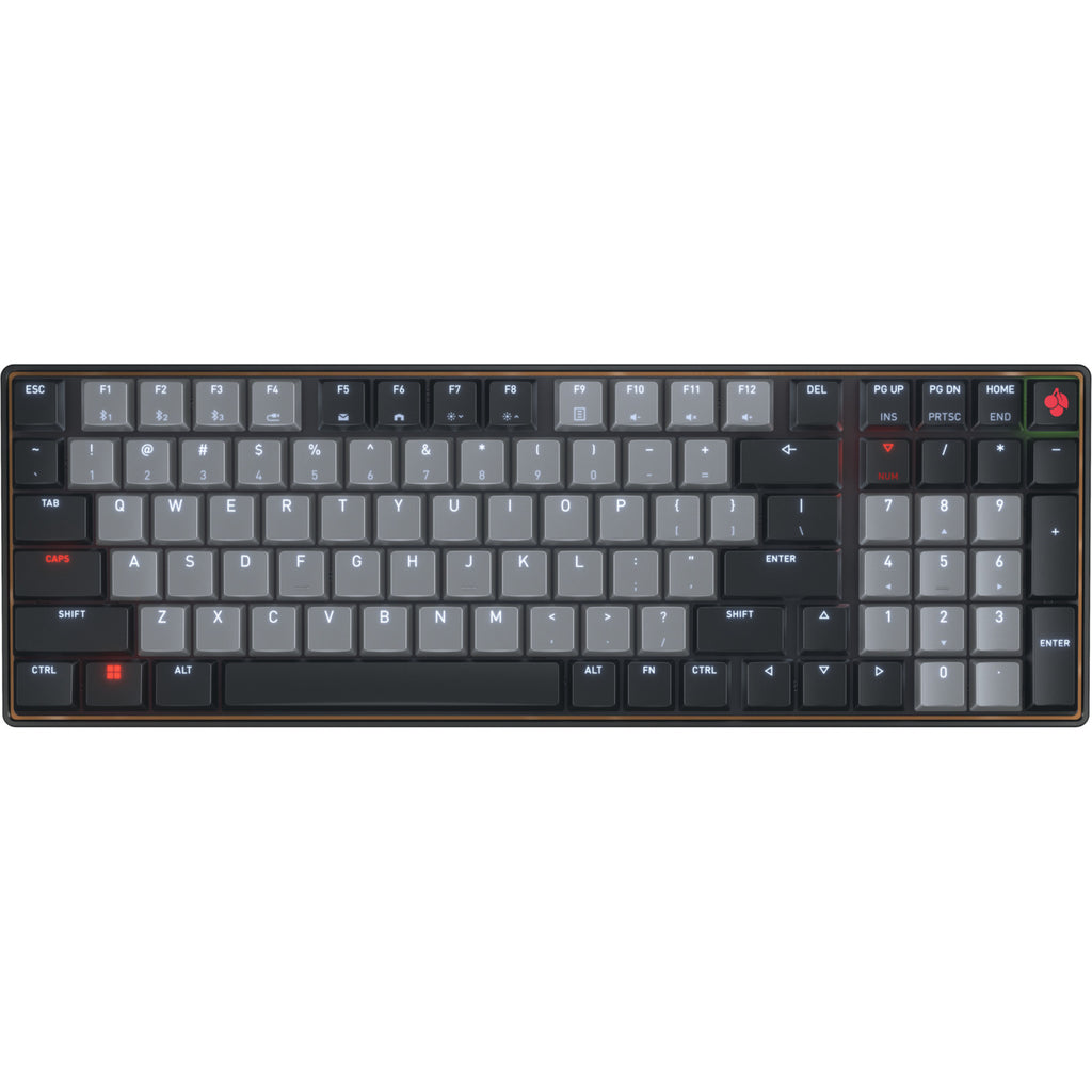 Cherry kw 550 mx lp mechanisch toetsenbord (zwart, us lay-out (qwerty), mx low profile 2.0 ivory, 96%, white leds, pbt keycaps)