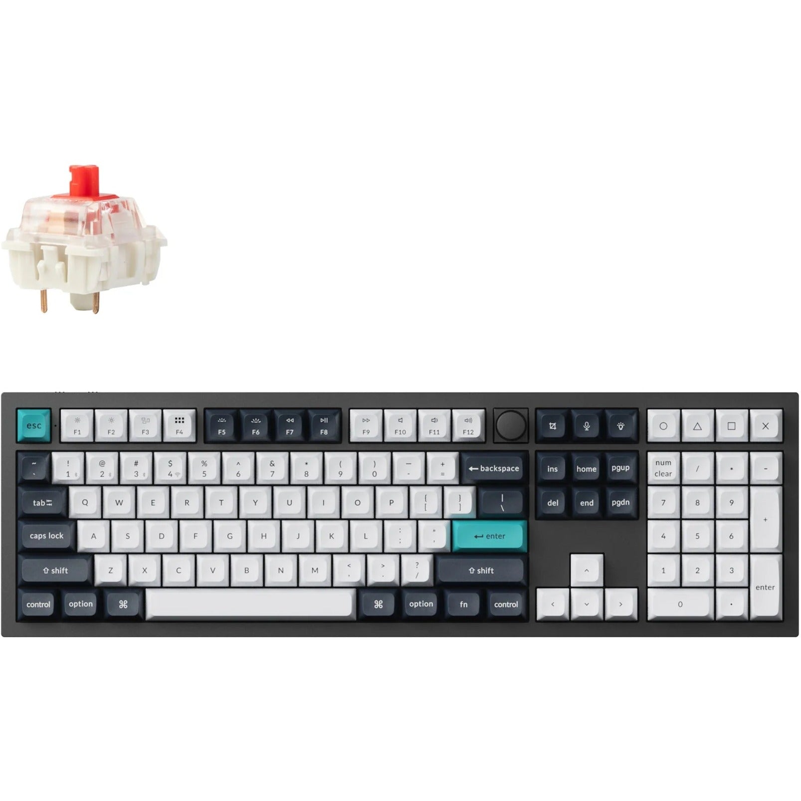 Keychron q6 max-m1 rgb mechanisch toetsenbord (zwart, us lay-out (qwerty), gateron jupiter red, 100%, rgb leds, ksa double-shot pbt, hot swap, knob, 2.4ghz | bluetooth 5.1 | usb-c)