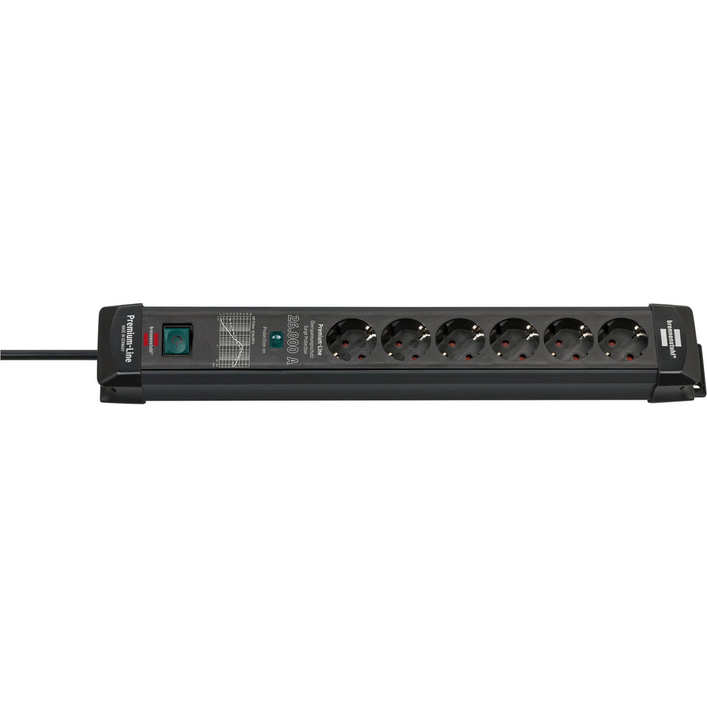 Brennenstuhl premium-line overspannings- beveiliging 26000a 6-voudig zwart 1,8m h05vv-f 3g1,5
