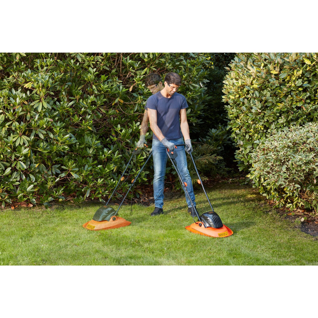 Black+decker 1200w 30cm zweefmaaier grasmaaier (oranje zwart)