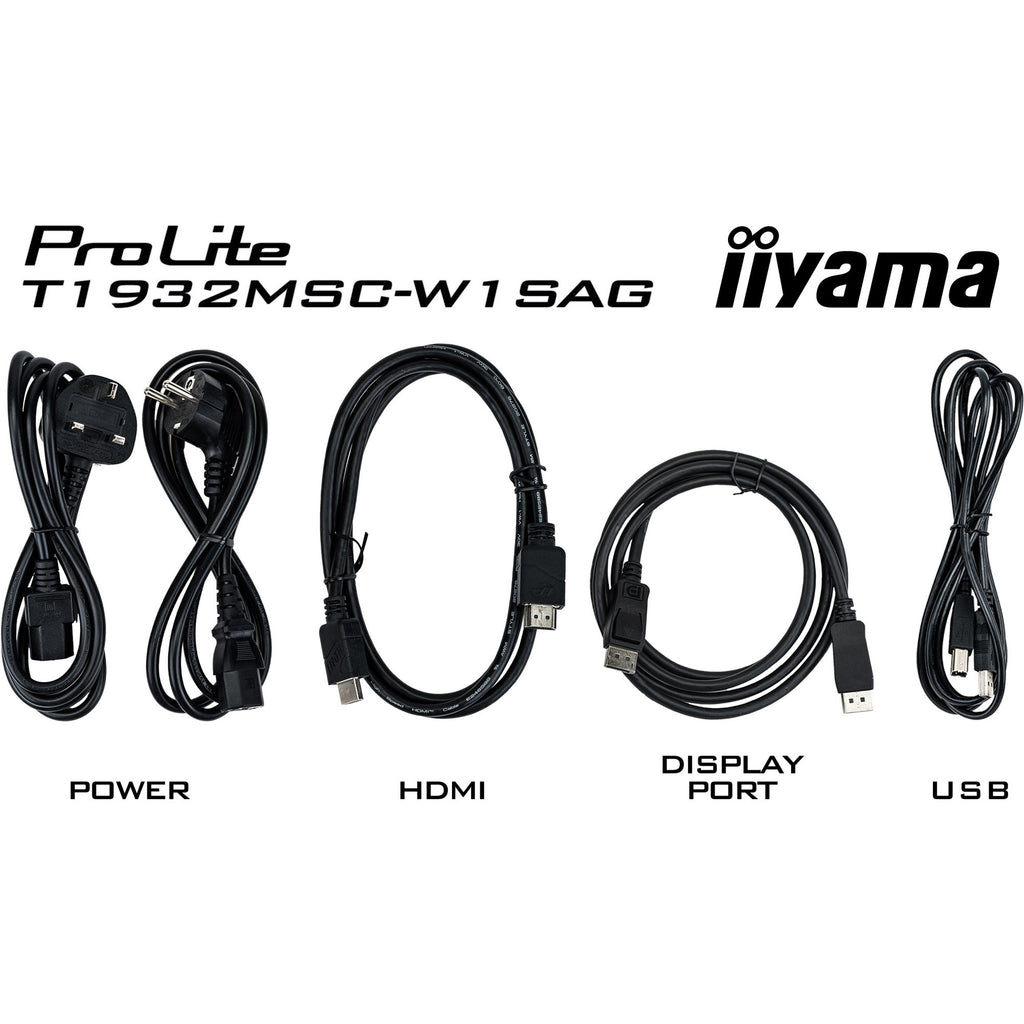 Iiyama prolite t1932msc-w1sag 19 touchscreen monitor (wit, hdmi, displayport, vga, usb-b)