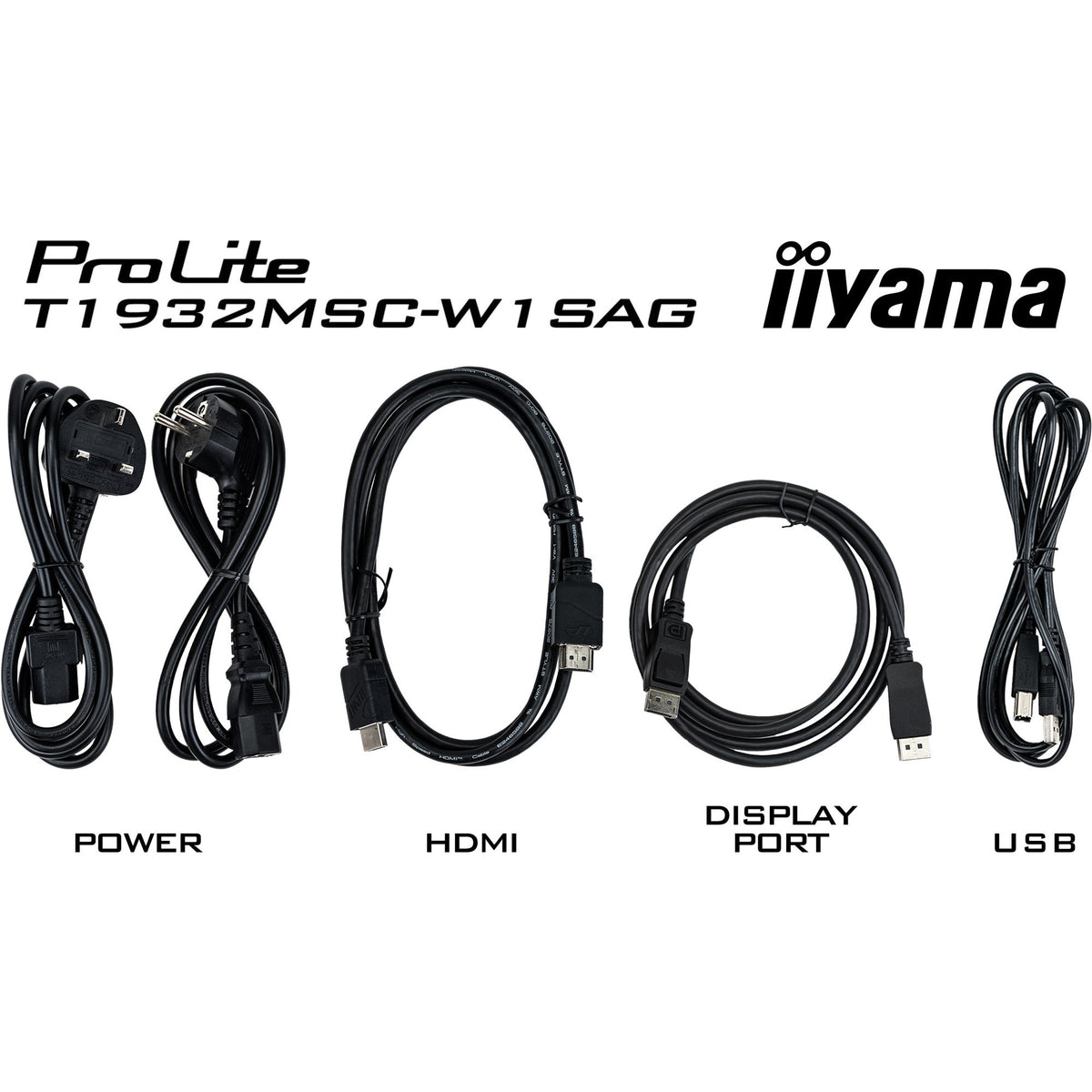 Iiyama prolite t1932msc-w1sag 19 touchscreen monitor (wit, hdmi, displayport, vga, usb-b)