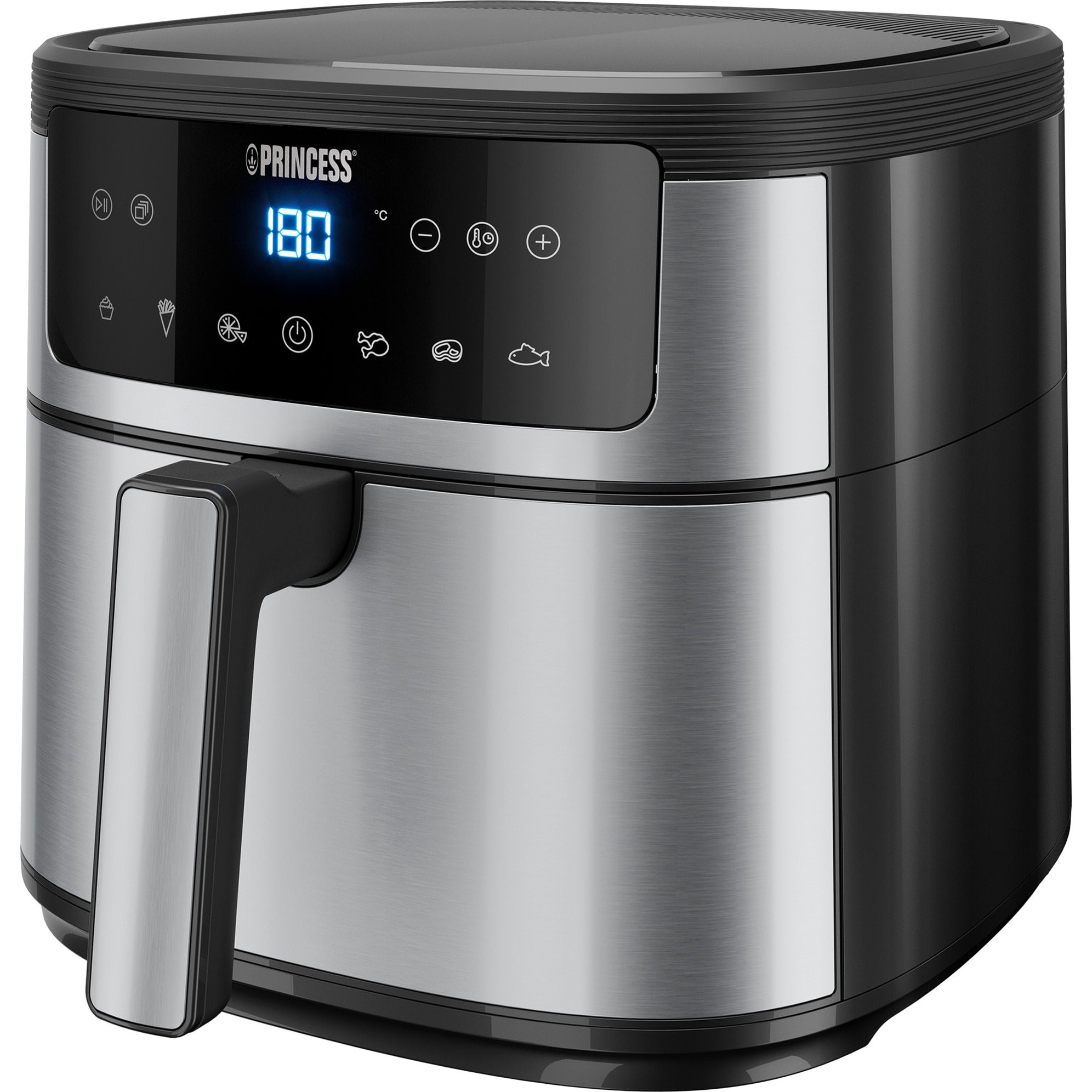 Princess digitale airfyer 6l heteluchtfriteuse (zwart zilver, 6 liter)