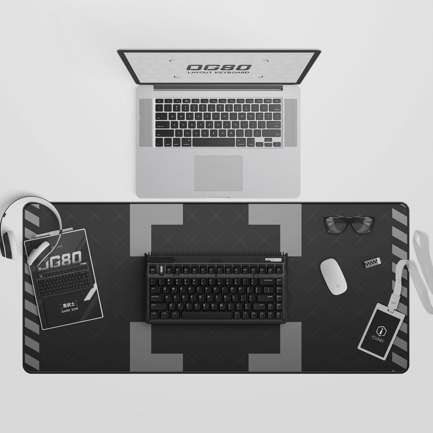 Iqunix og80 dark side wireless mechanical keyboard (zwart, us lay-out (qwerty), gateron red, 80% (tkl), rgb leds, hot-swappable, pbt, 2.4ghz | bluetooth 5.1 | usb-c)