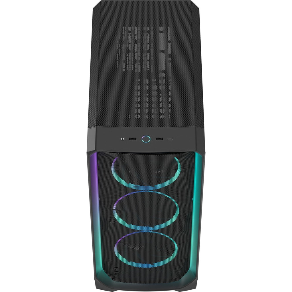 Fractal design meshify 3 ambience pro rgb midi tower behuizing (zwart | 2x usb-a | 1x usb-c | rgb | tempered glass)