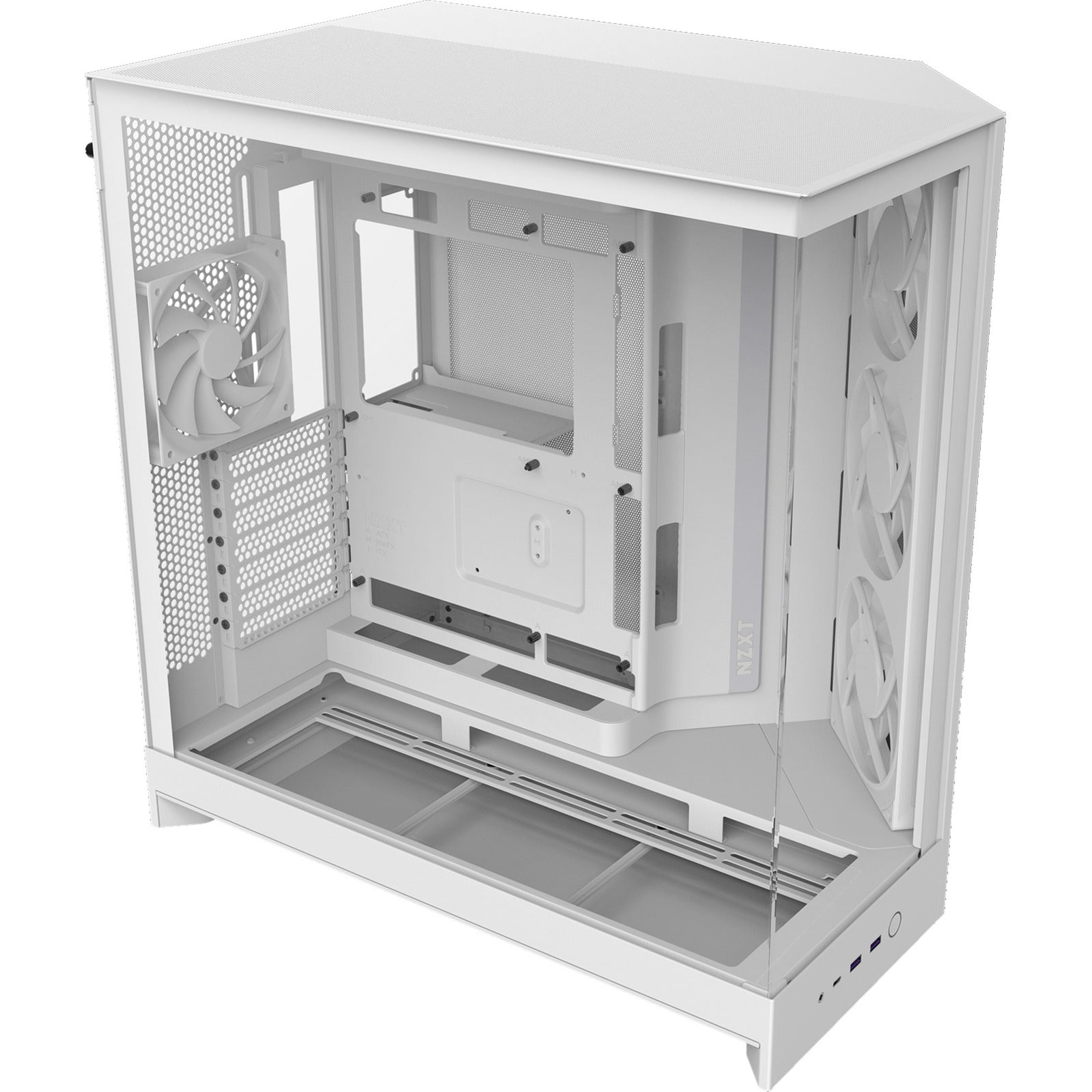Nzxt h9 flow rgb midi tower behuizing (wit (mat) | 2x usb-a | 1x usb-c | rgb | tempered glass)