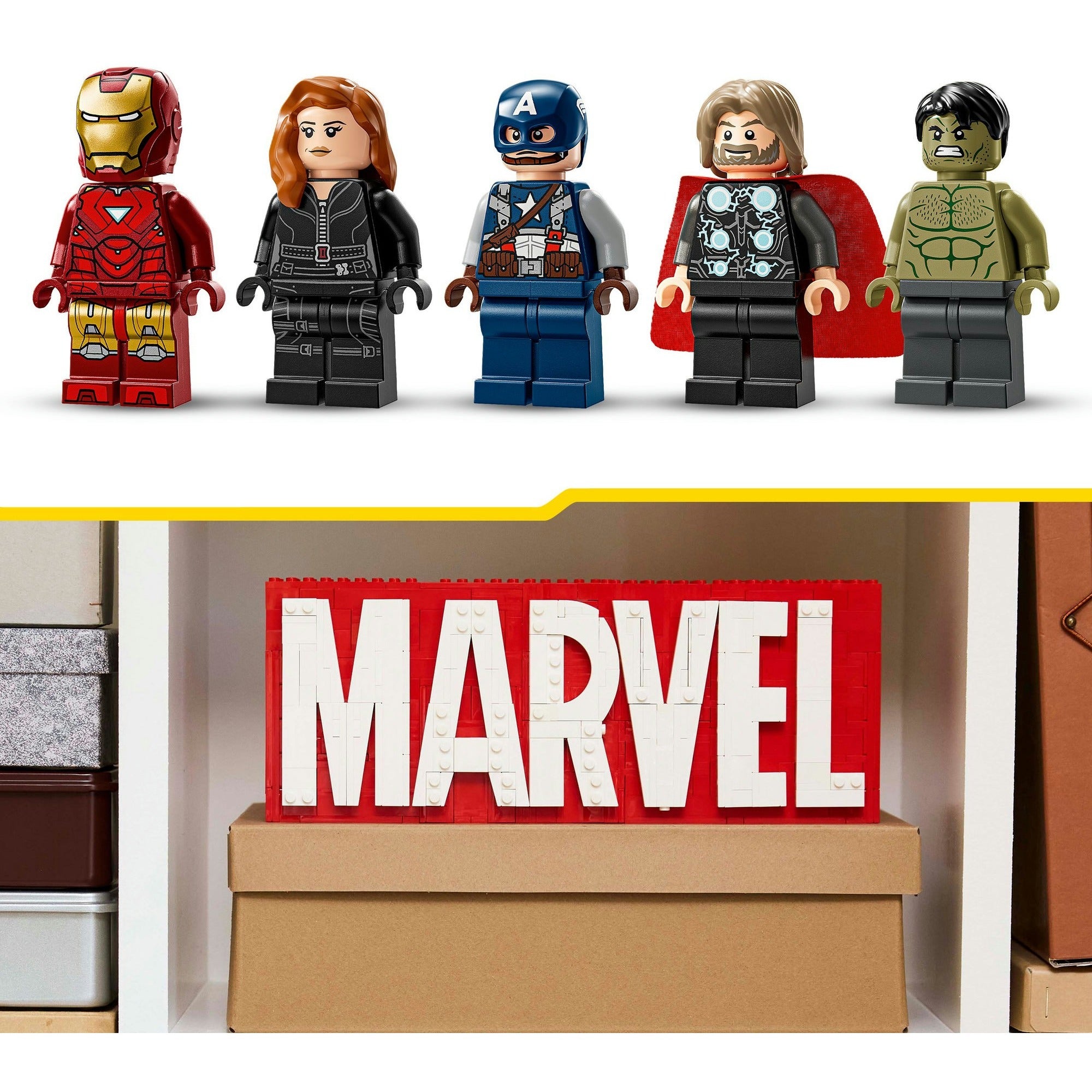 LEGO Superhelden 76313 Marvel Logo und Minifiguren