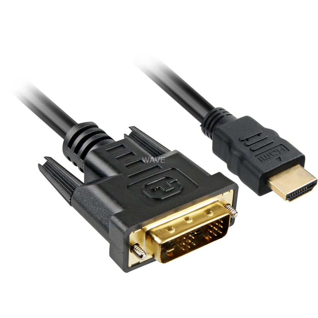 Sharkoon hdmi > dvi-d adapter (zwart, 2 meter, single-link)