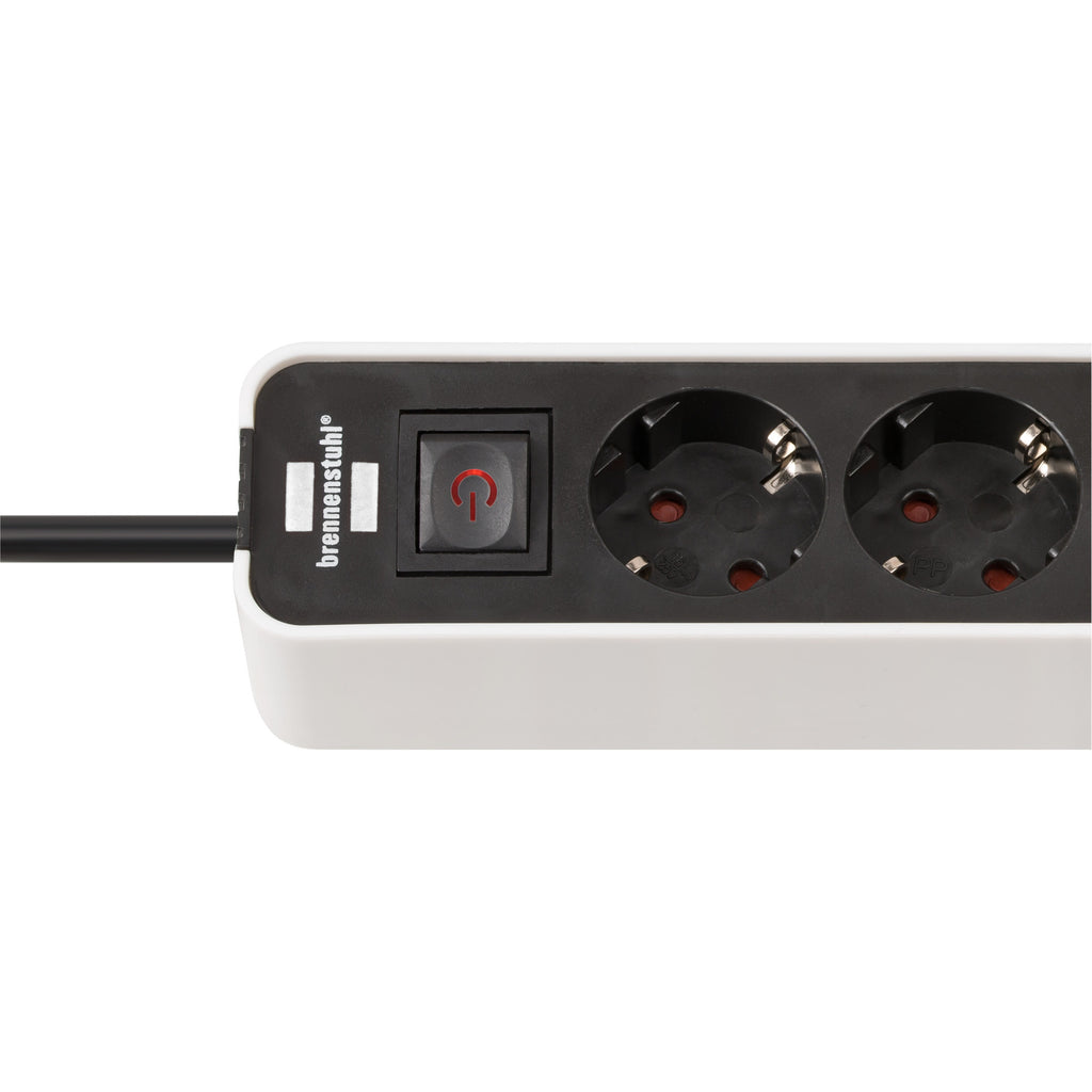 Brennenstuhl ecolor 4-voudige stekkerdoos met 2 usb-laadaansluitingen stekkerdoos (wit zwart, 2x usb-c)