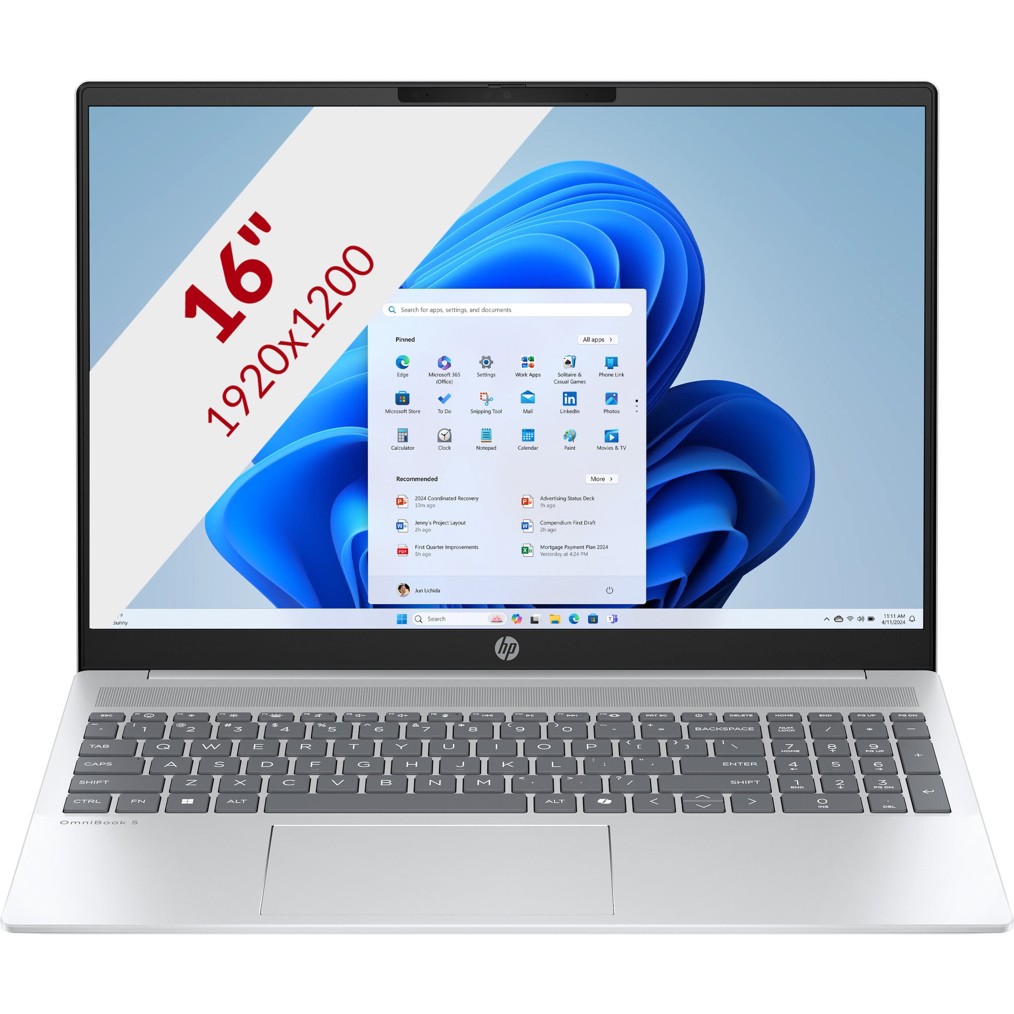 Hp omnibook 5 16-ba1050nd (bl8x6ea) 16 laptop (zilver | i5-1334u | iris xe graphics | 16 gb | 512 gb ssd)