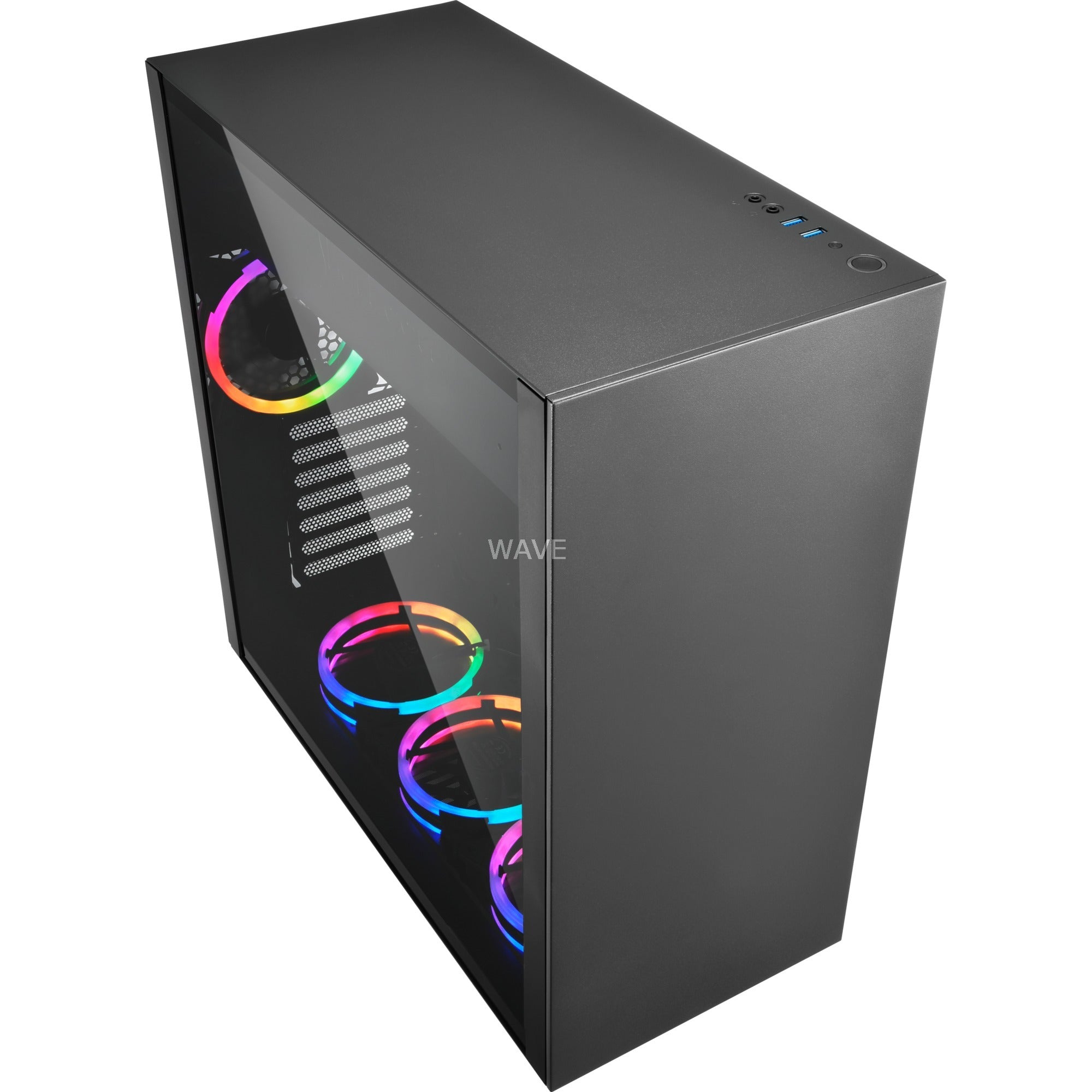 Sharkoon pure steel rgb midi tower behuizing (zwart | 2x usb-a | rgb | window)