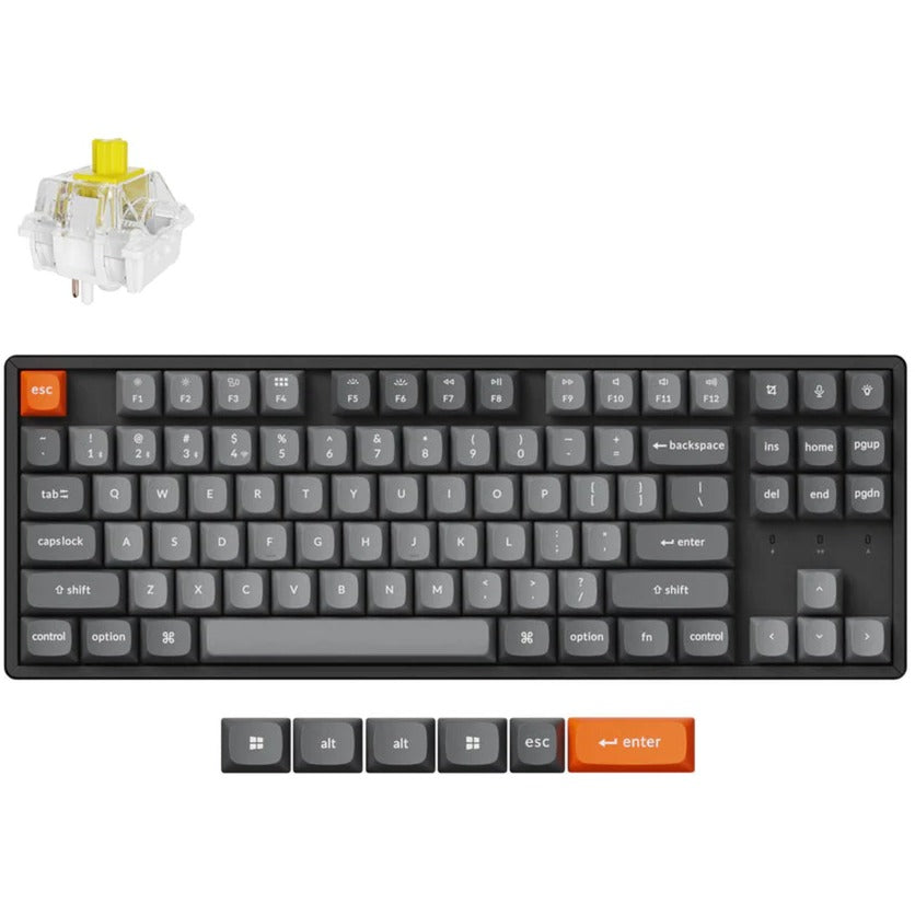 Keychron k8 max-j4, toetsenbord (zwart, us lay-out, super banana, 80% tkl, rgb leds, osa double-shot pbt, hot swap, usb-c | 2.4 ghz | bluetooth 5.1)
